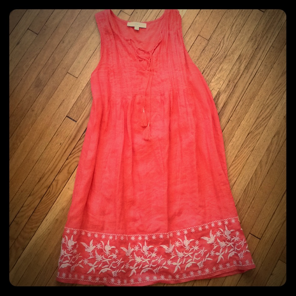 Loft coral linen summer dress